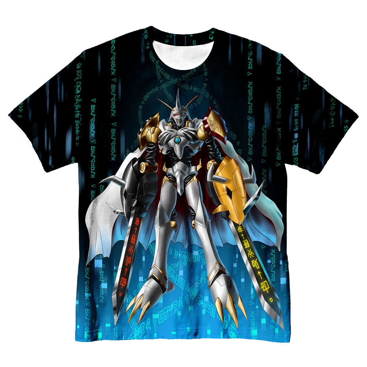 Digimon Adventure Omegamon Holding Sword Standing Blue Anime Apparel