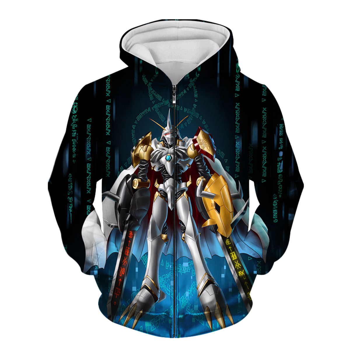 Digimon Adventure Omegamon Holding Sword Standing Blue Anime Apparel