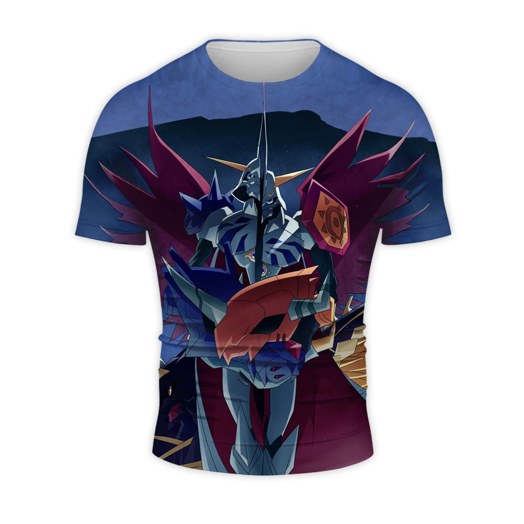 Digimon Adventure Omegamon Majestically Standing Blue And Red Anime Apparel