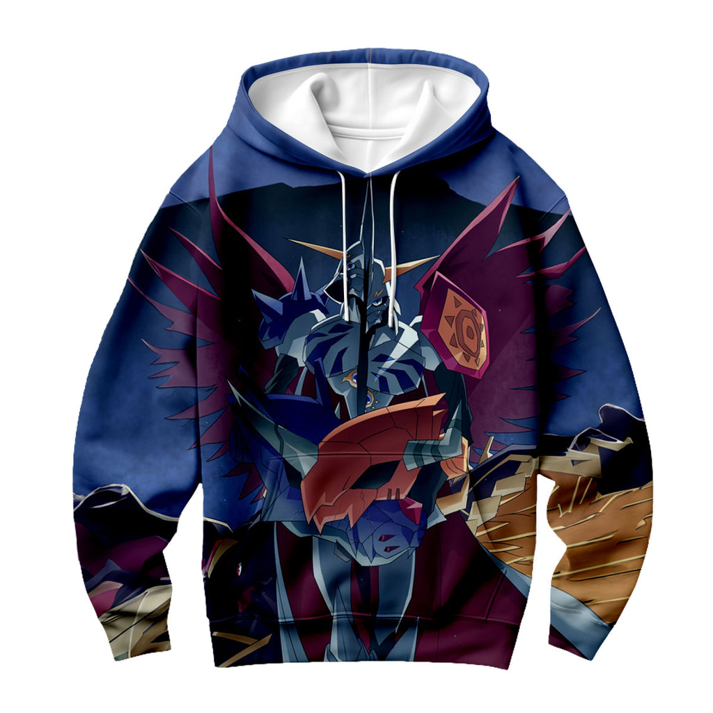 Digimon Adventure Omegamon Majestically Standing Blue And Red Anime Apparel