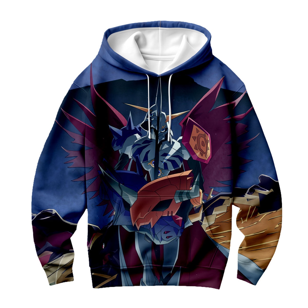 Digimon Adventure Omegamon Majestically Standing Blue And Red Anime Apparel