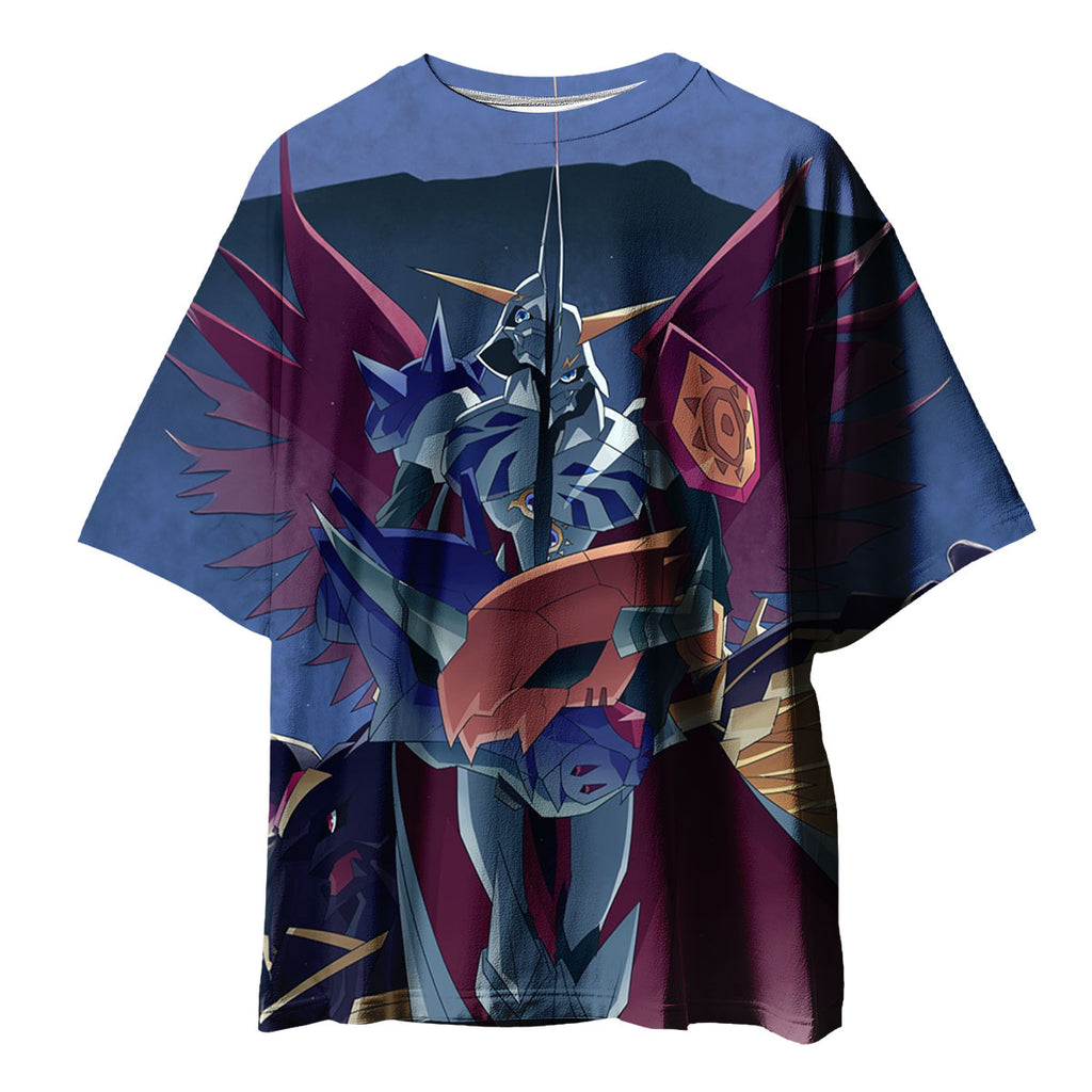 Digimon Adventure Omegamon Majestically Standing Blue And Red Anime Apparel
