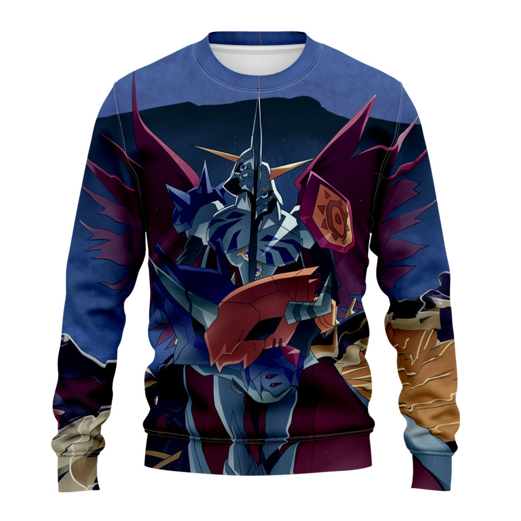 Digimon Adventure Omegamon Majestically Standing Blue And Red Anime Apparel