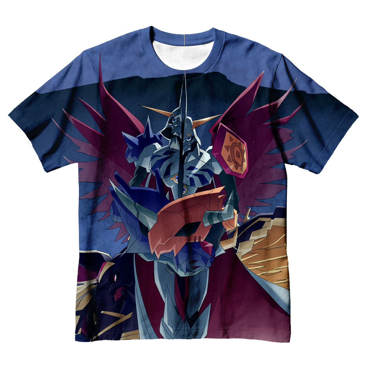 Digimon Adventure Omegamon Majestically Standing Blue And Red Anime Apparel