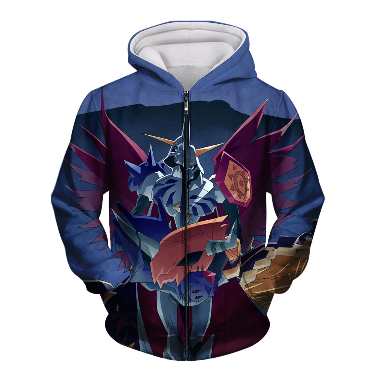 Digimon Adventure Omegamon Majestically Standing Blue And Red Anime Apparel