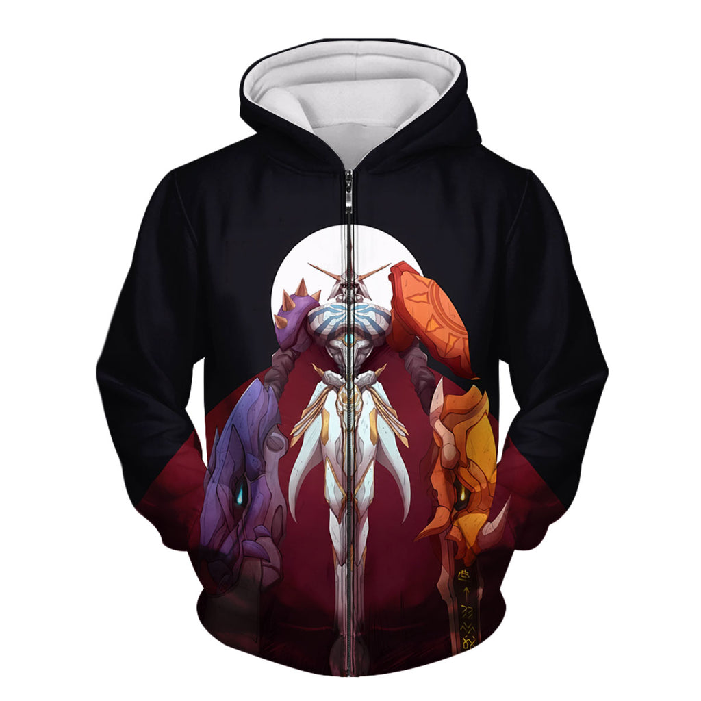 Digimon Adventure Omegamon Standing In Dark Red Anime Apparel
