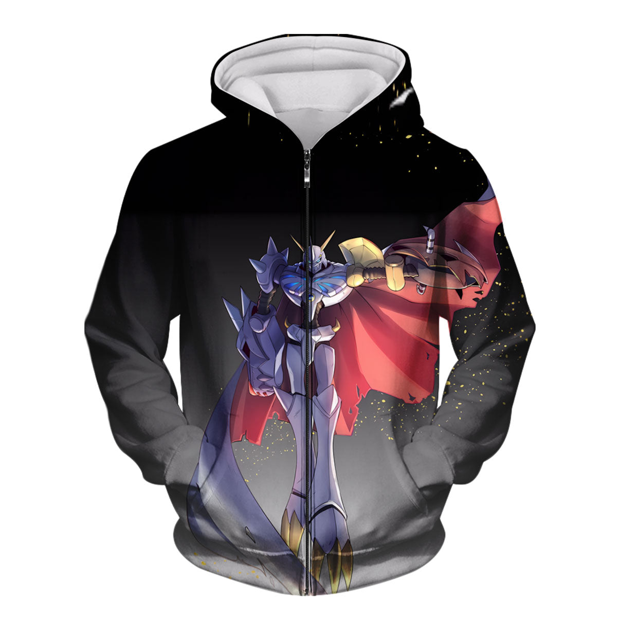 Digimon Adventure Omegamon Standing In Red Cape Anime Apparel