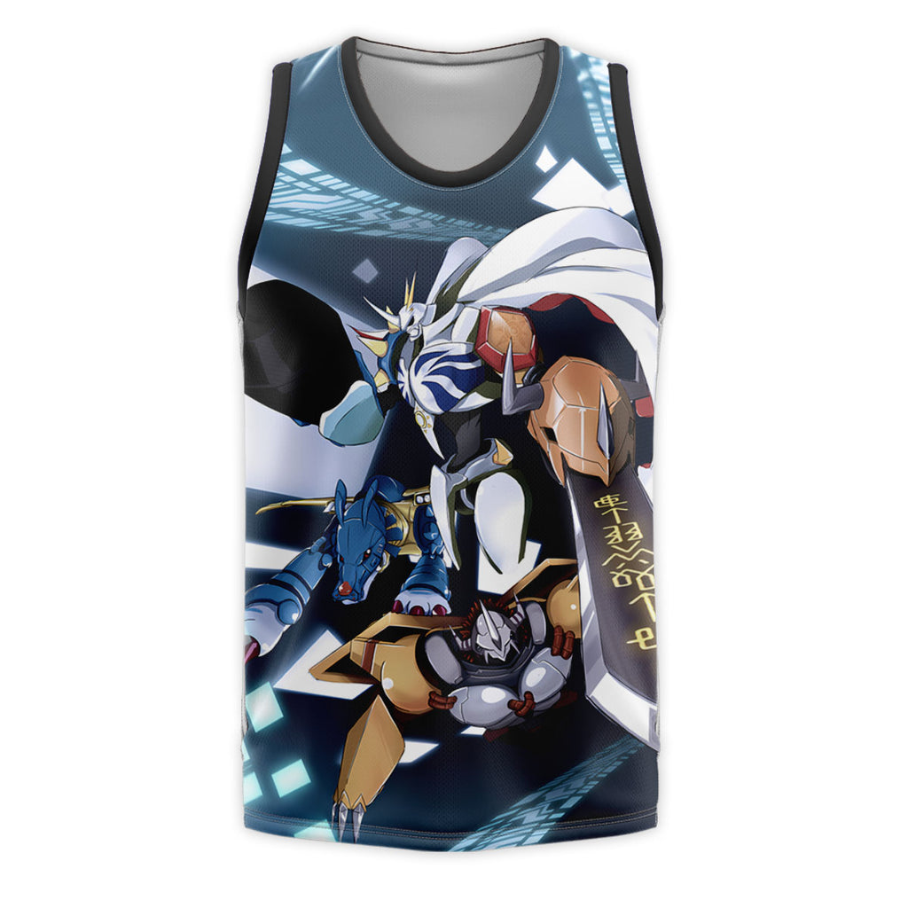 Digimon Adventure Omegamon Standing With Allies In Blue Anime Apparel