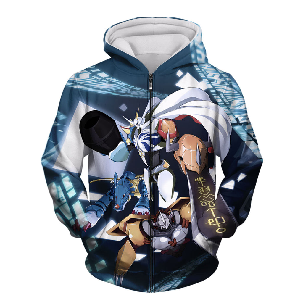 Digimon Adventure Omegamon Standing With Allies In Blue Anime Apparel