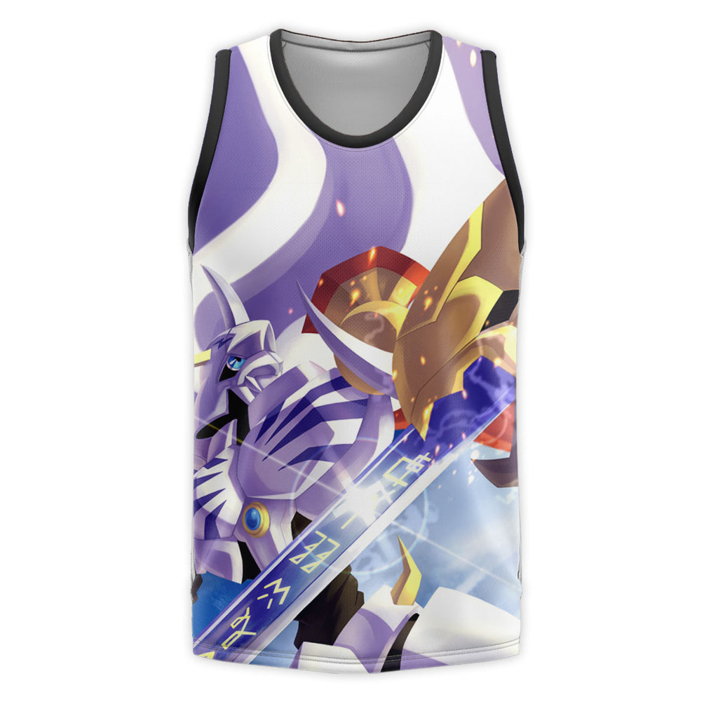 Digimon Adventure Omegamon Standing With Sword Blue Anime Apparel