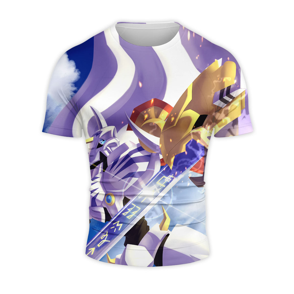 Digimon Adventure Omegamon Standing With Sword Blue Anime Apparel