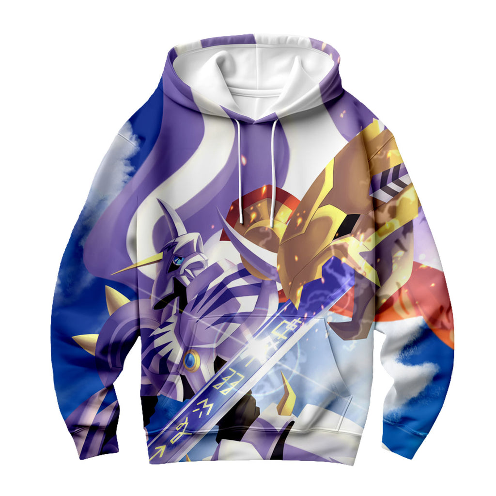Digimon Adventure Omegamon Standing With Sword Blue Anime Apparel