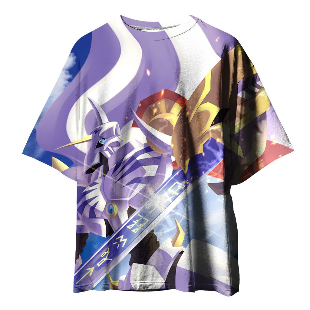 Digimon Adventure Omegamon Standing With Sword Blue Anime Apparel