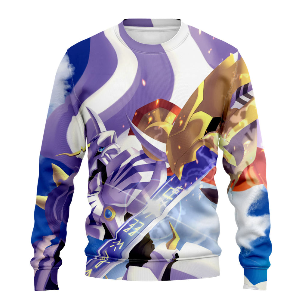 Digimon Adventure Omegamon Standing With Sword Blue Anime Apparel