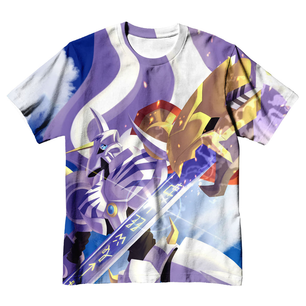 Digimon Adventure Omegamon Standing With Sword Blue Anime Apparel