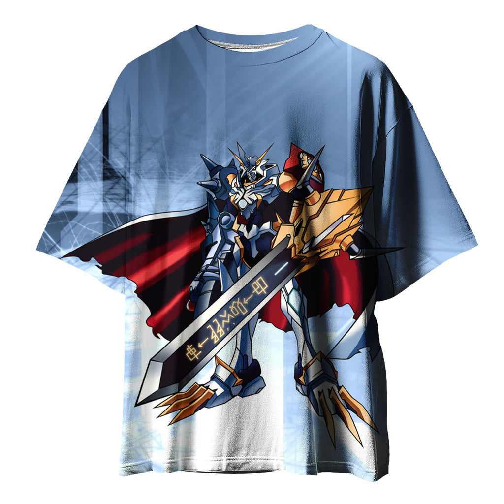Digimon Adventure Omegamon Wielding Blue Sword Anime Apparel