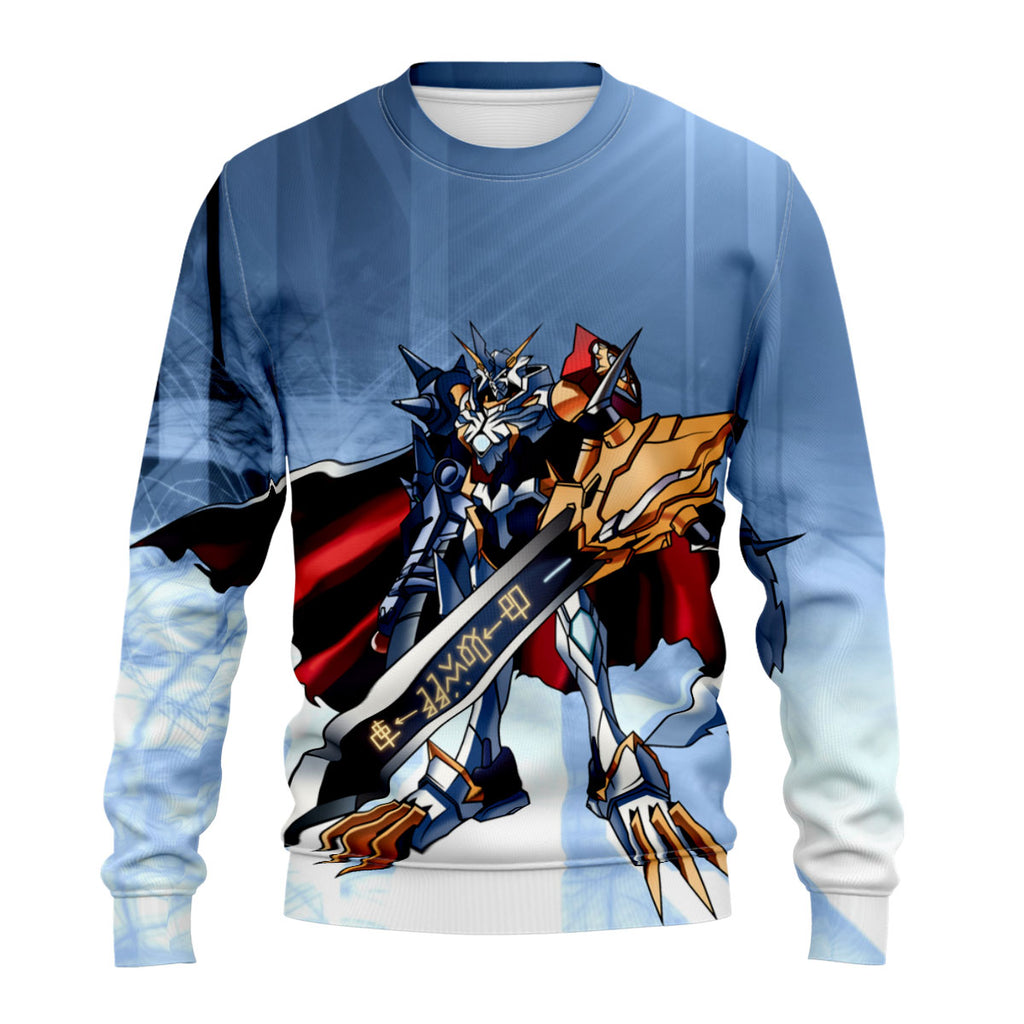 Digimon Adventure Omegamon Wielding Blue Sword Anime Apparel
