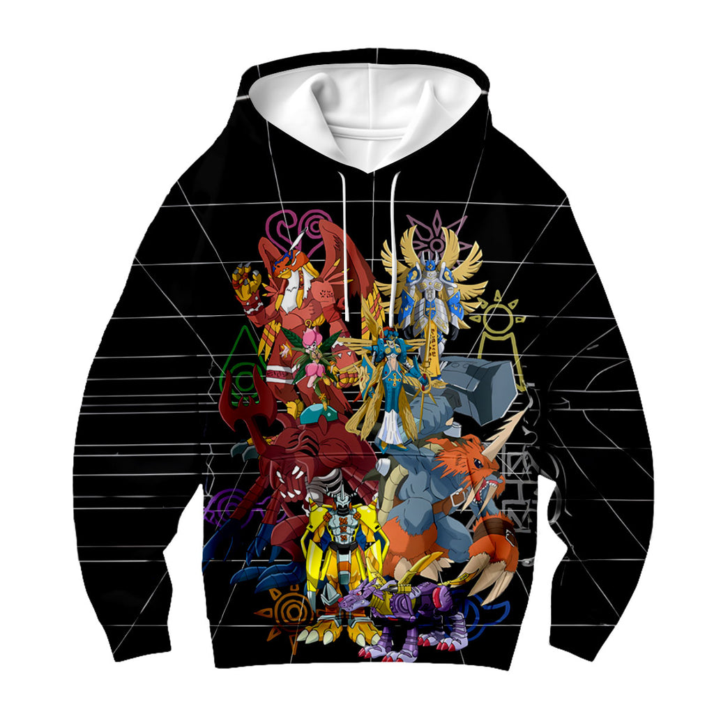 Digimon Adventure Original Team Standing In Black Anime Apparel
