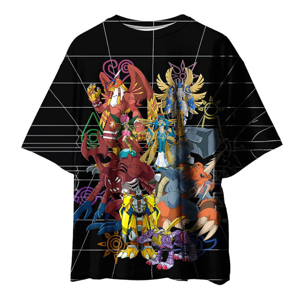 Digimon Adventure Original Team Standing In Black Anime Apparel