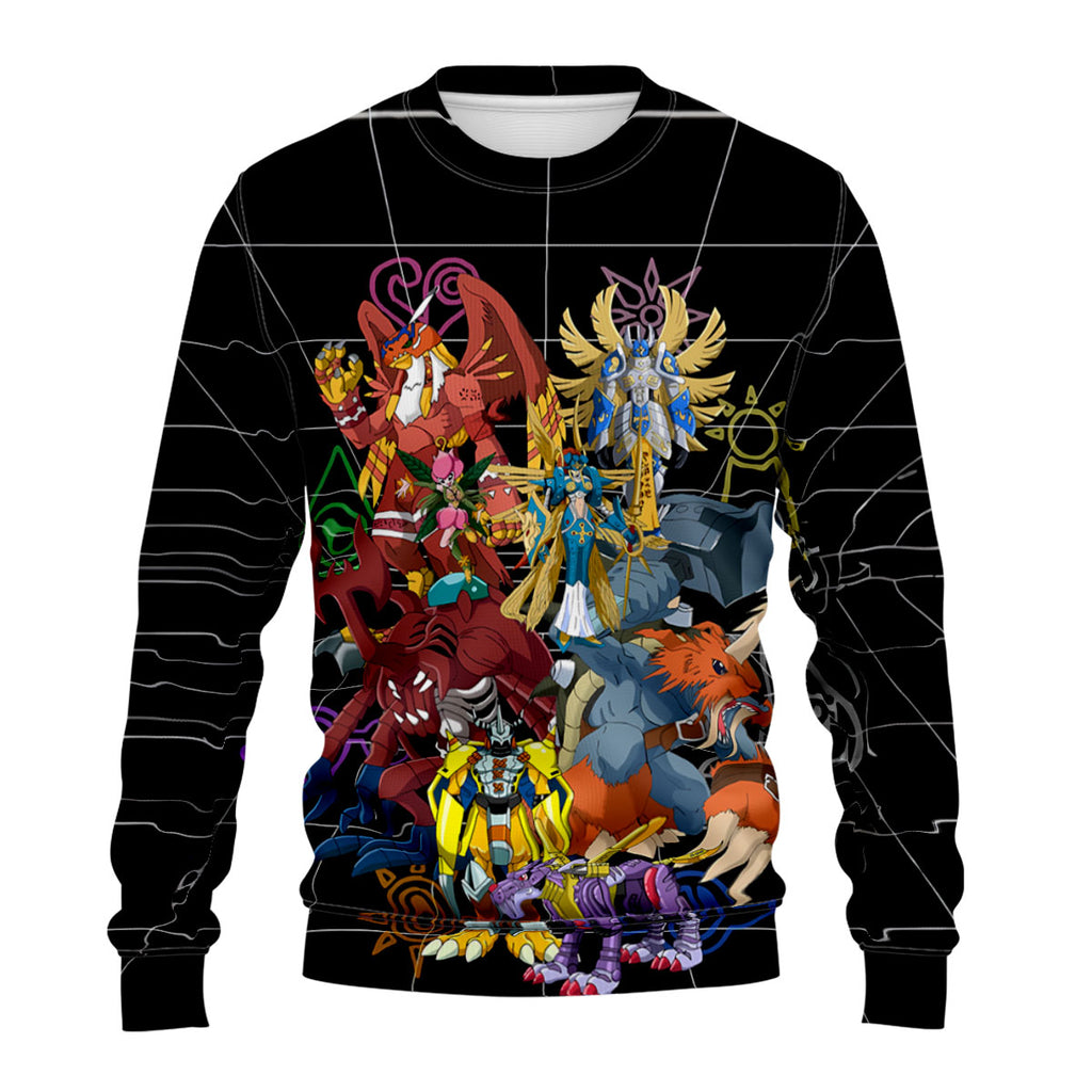 Digimon Adventure Original Team Standing In Black Anime Apparel