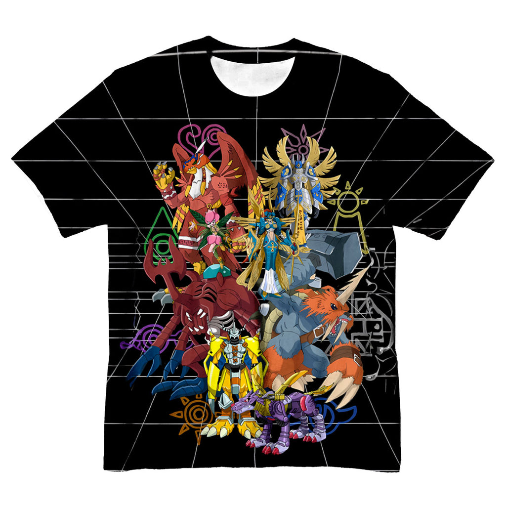 Digimon Adventure Original Team Standing In Black Anime Apparel