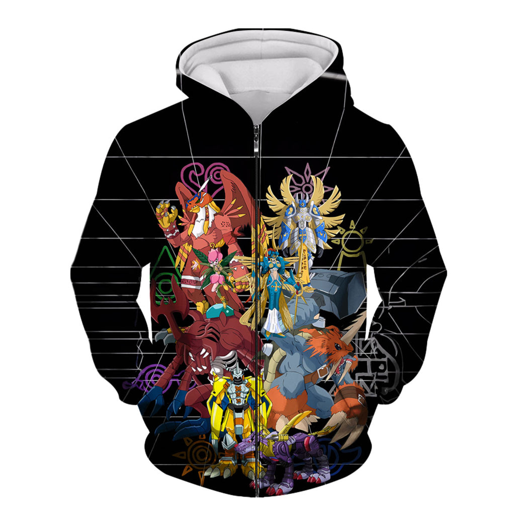Digimon Adventure Original Team Standing In Black Anime Apparel