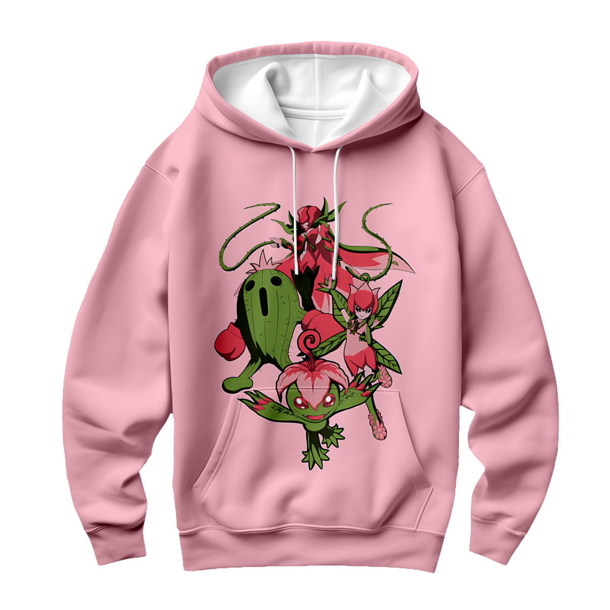 Digimon Adventure Palmon Evolution Squad Pink Background Anime Apparel