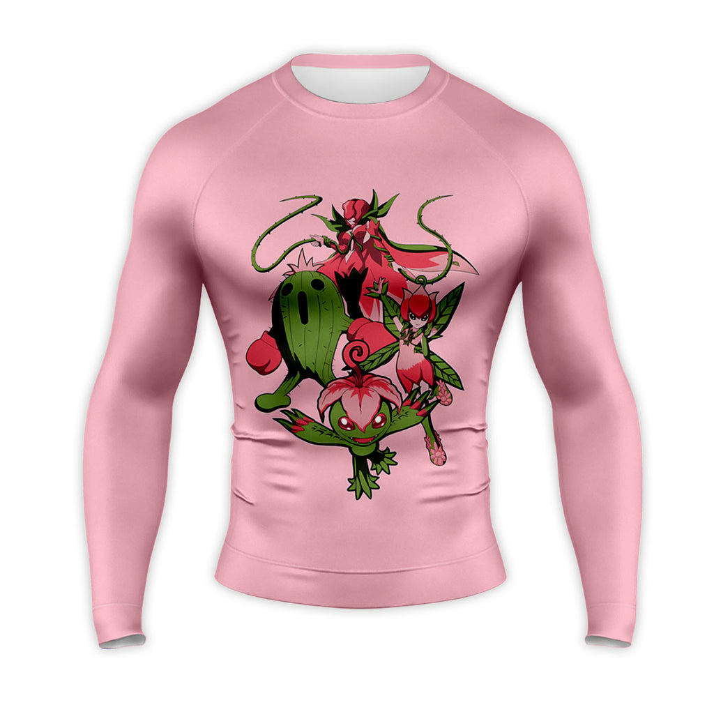 Digimon Adventure Palmon Evolution Squad Pink Background Anime Apparel