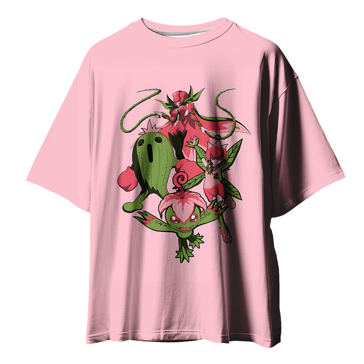 Digimon Adventure Palmon Evolution Squad Pink Background Anime Apparel