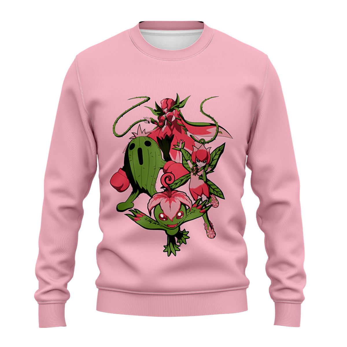 Digimon Adventure Palmon Evolution Squad Pink Background Anime Apparel