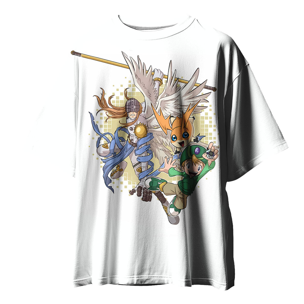Digimon Adventure Patamon Angemon Attacking In Yellow Green White Anime Apparel
