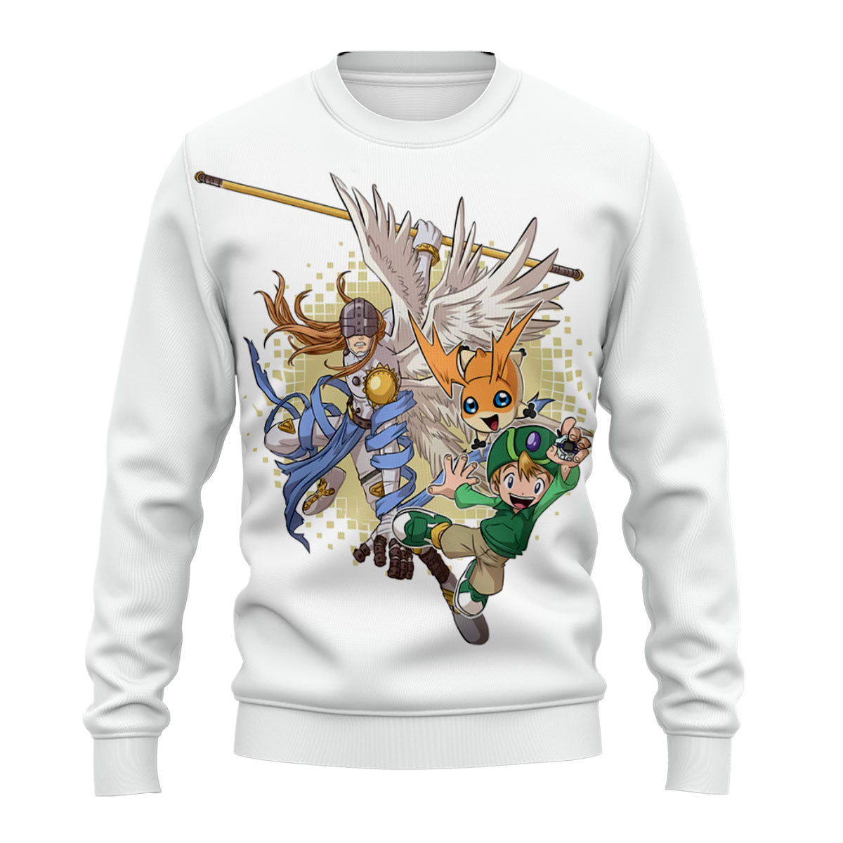Digimon Adventure Patamon Angemon Attacking In Yellow Green White Anime Apparel