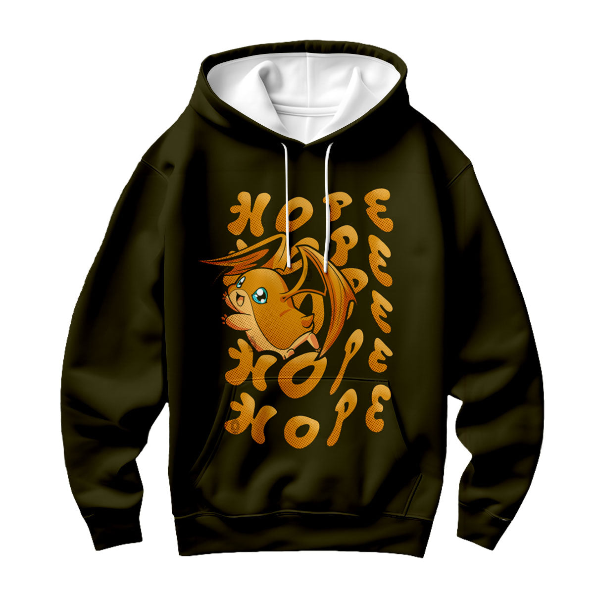 Digimon Adventure Patamon Holding Hope Text Glowing Wings Anime Apparel