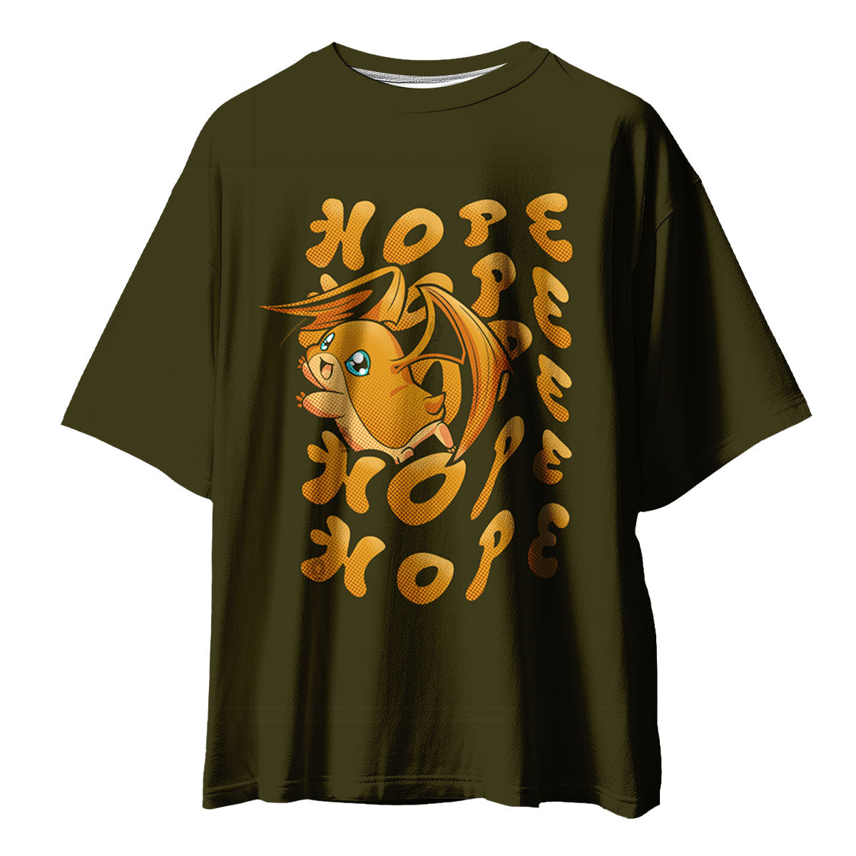 Digimon Adventure Patamon Holding Hope Text Glowing Wings Anime Apparel