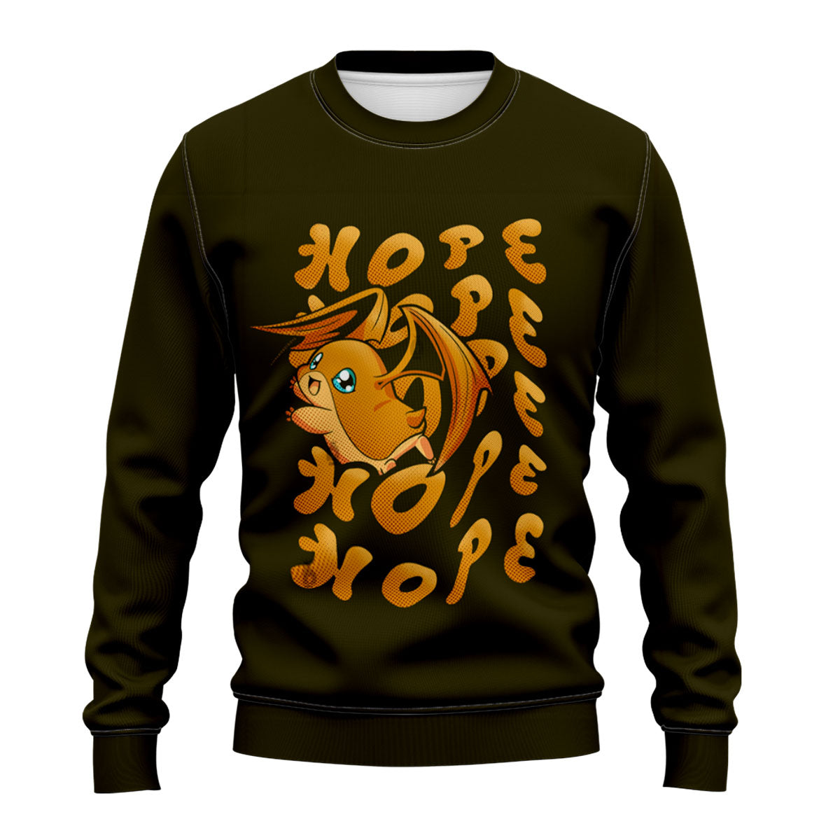 Digimon Adventure Patamon Holding Hope Text Glowing Wings Anime Apparel