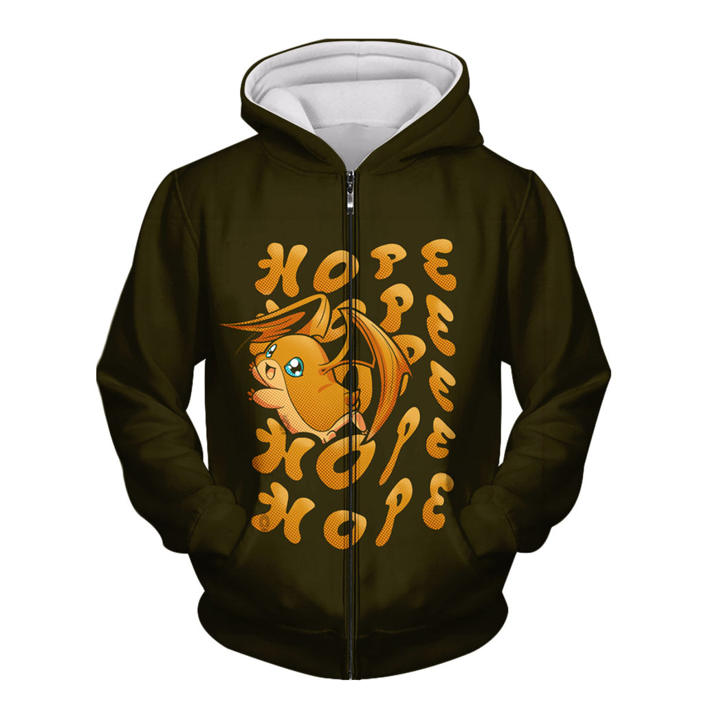 Digimon Adventure Patamon Holding Hope Text Glowing Wings Anime Apparel
