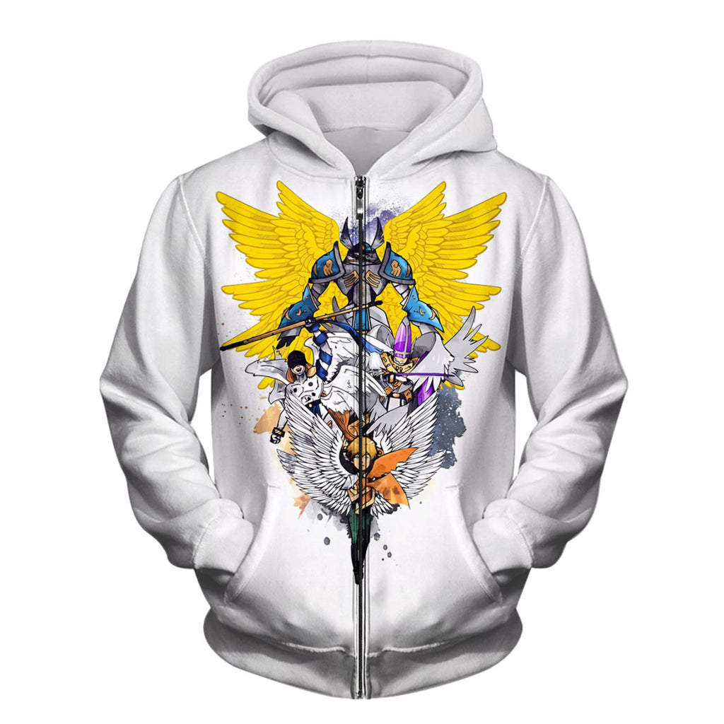 Digimon Adventure Seraphimon Evolving With Light And Wings Anime Apparel