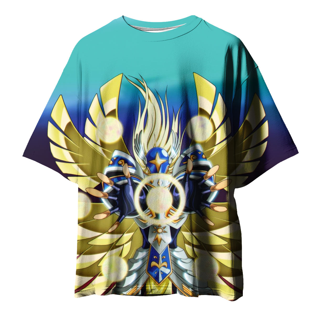 Digimon Adventure Seraphimon Glowing With Blue Gold Radiance Anime Apparel