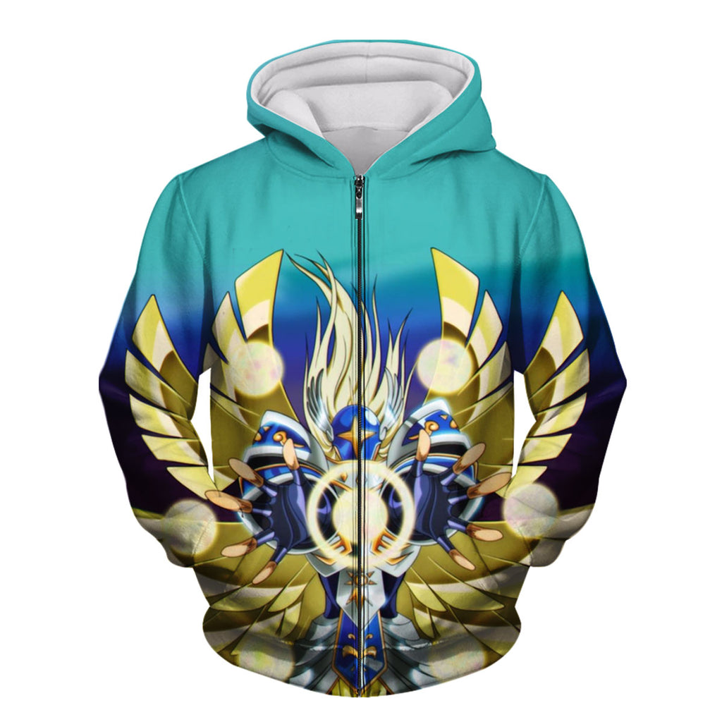 Digimon Adventure Seraphimon Glowing With Blue Gold Radiance Anime Apparel