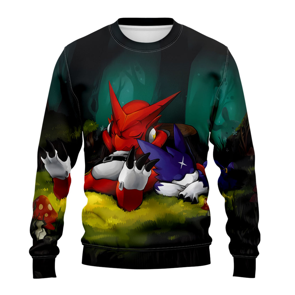 Digimon Adventure Shoutmon Veemon Sleeping Together Anime Apparel