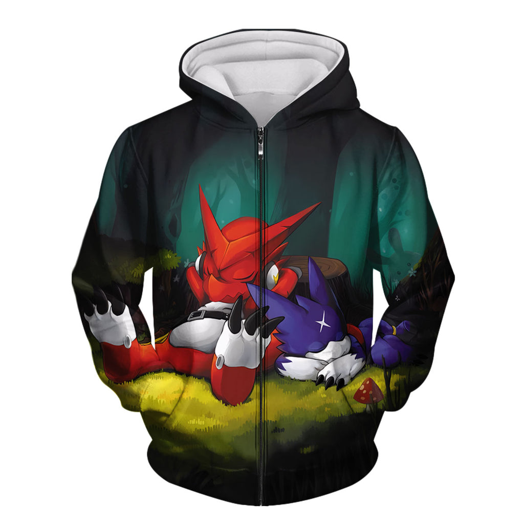 Digimon Adventure Shoutmon Veemon Sleeping Together Anime Apparel