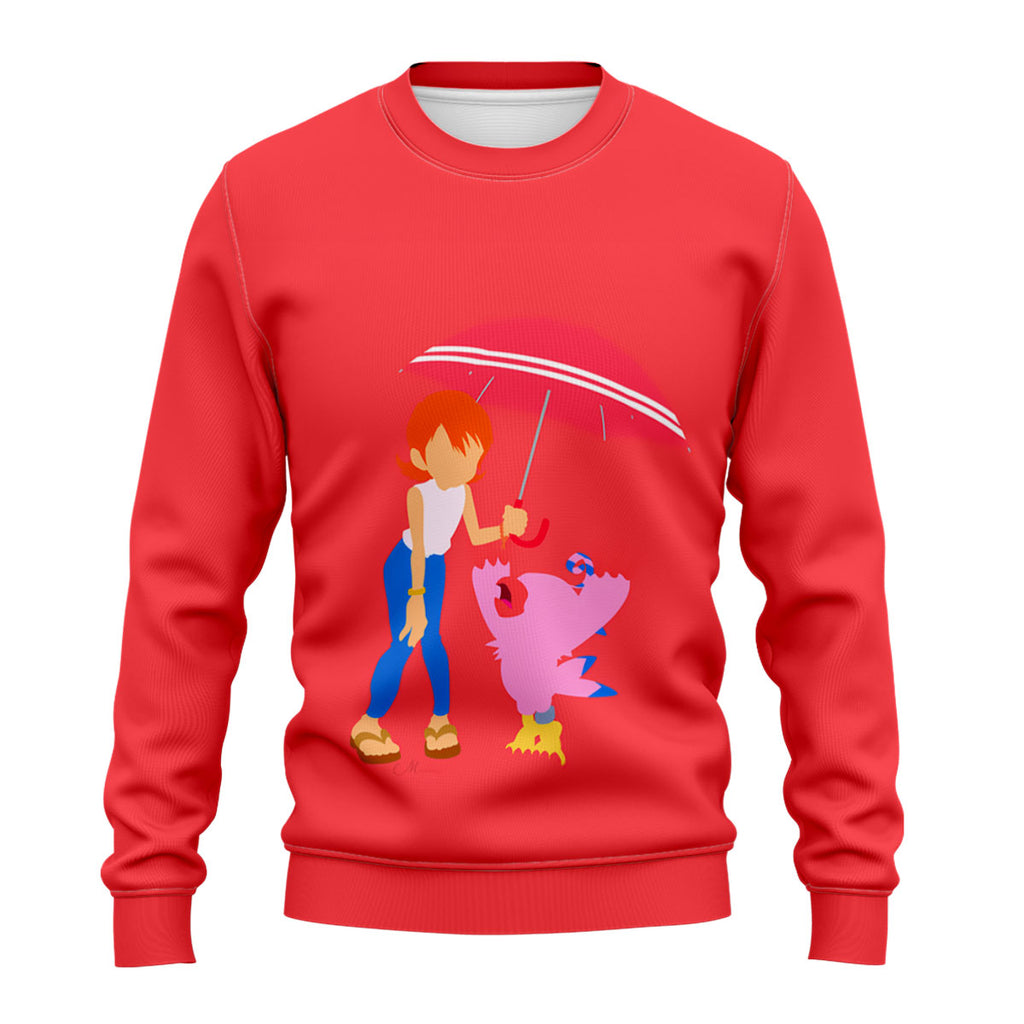 Digimon Adventure Sora And Biyomon In Red Anime Apparel