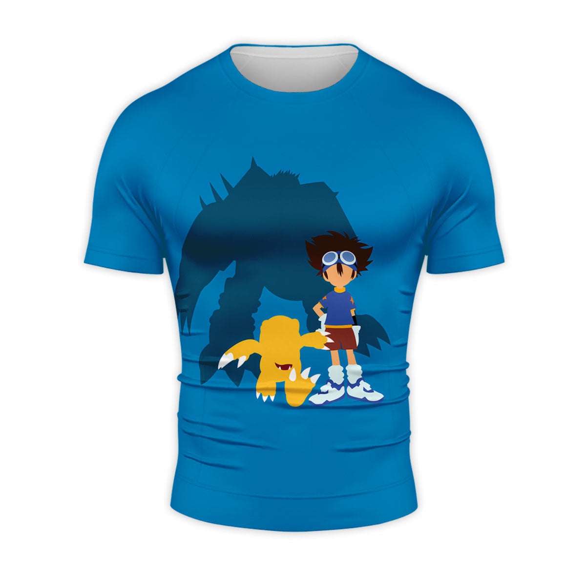 Digimon Adventure Taichi Agumon Wargreymon Blue Silhouette Anime Apparel
