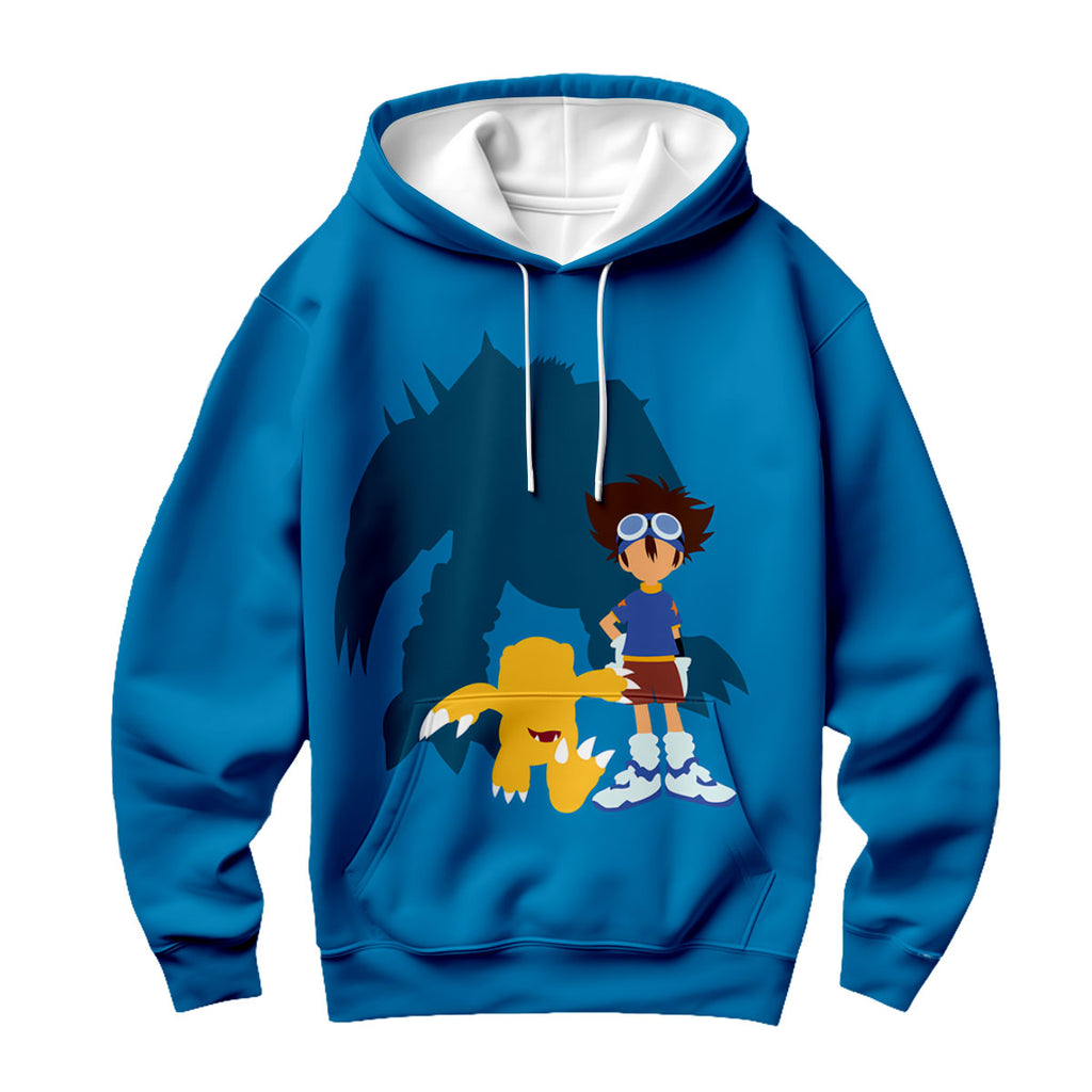 Digimon Adventure Taichi Agumon Wargreymon Blue Silhouette Anime Apparel