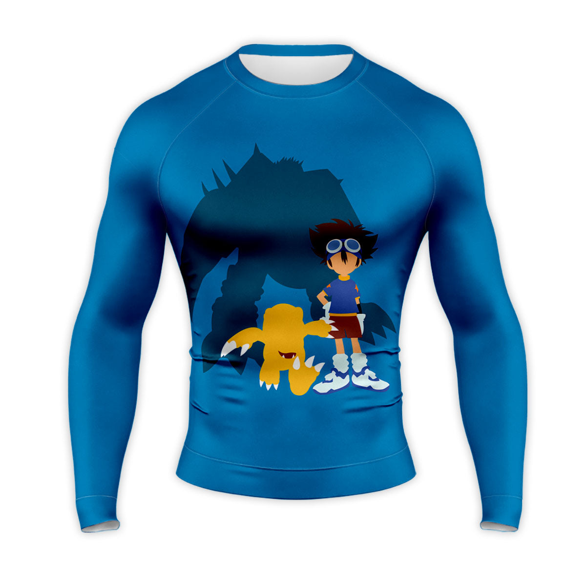 Digimon Adventure Taichi Agumon Wargreymon Blue Silhouette Anime Apparel