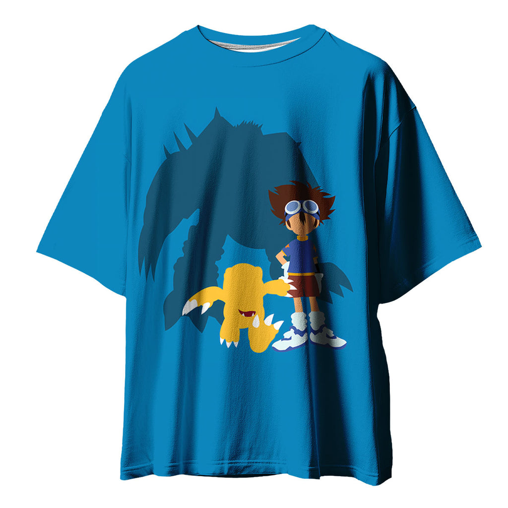Digimon Adventure Taichi Agumon Wargreymon Blue Silhouette Anime Apparel