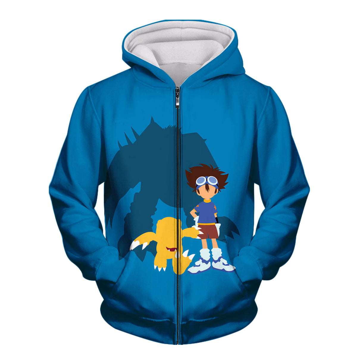 Digimon Adventure Taichi Agumon Wargreymon Blue Silhouette Anime Apparel