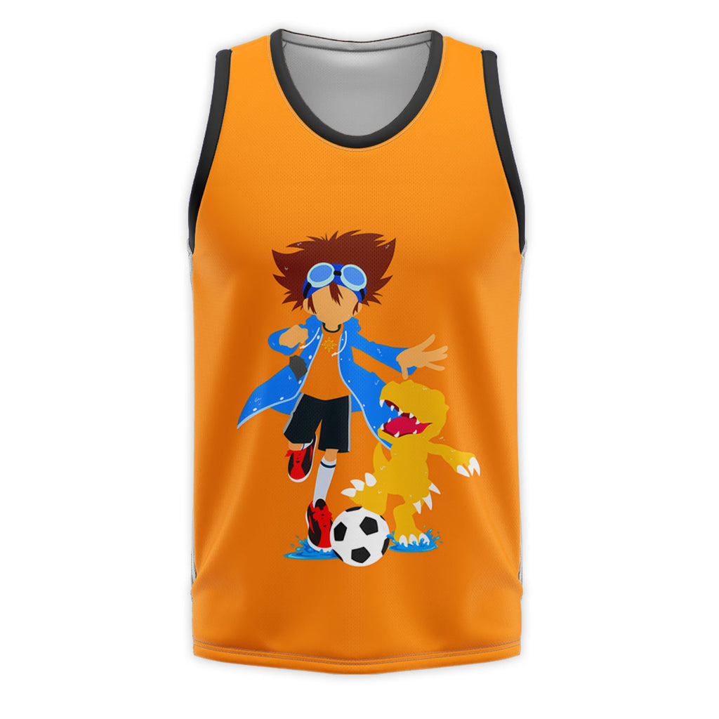 Digimon Adventure Taichi And Agumon Playing Soccer Orange Anime Apparel
