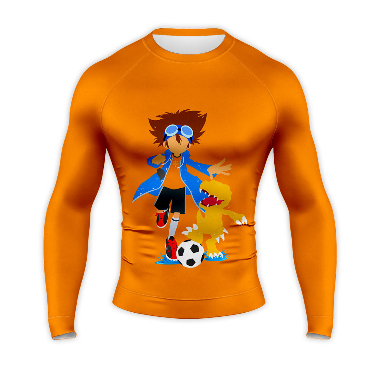 Digimon Adventure Taichi And Agumon Playing Soccer Orange Anime Apparel