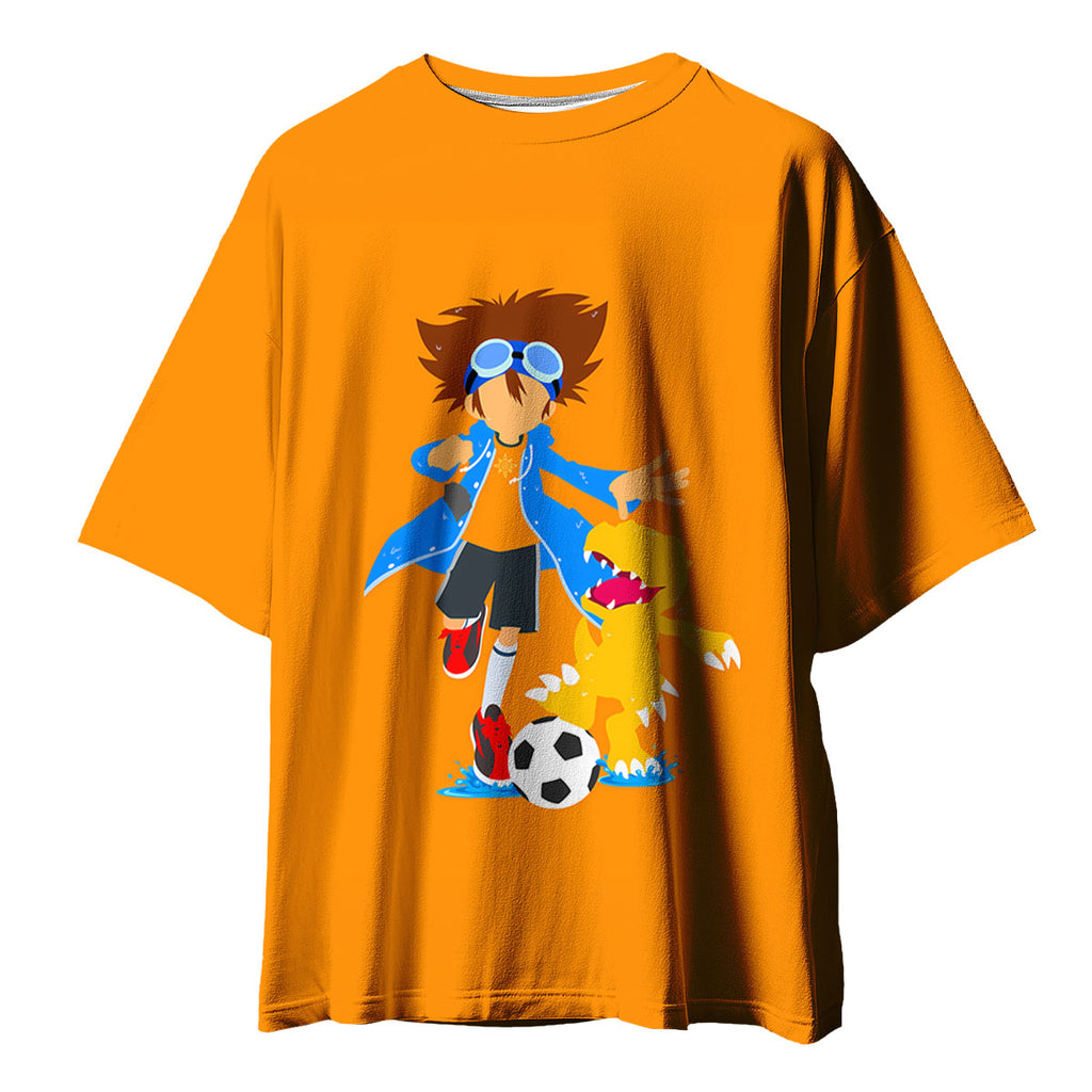 Digimon Adventure Taichi And Agumon Playing Soccer Orange Anime Apparel